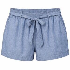 Polo Ralph Lauren Blue Chambray Pull On Shorts XXL Elastic Waist Tie Belt Womens